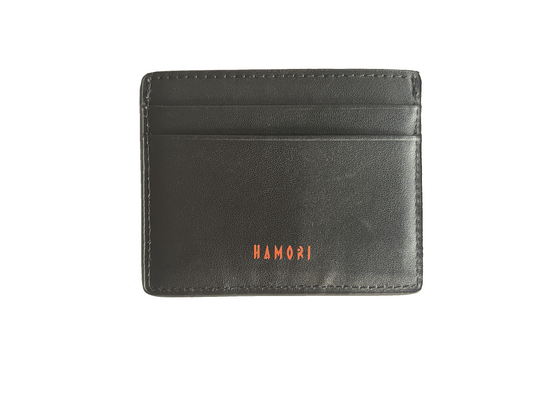 Back view of black HAMORI cardholder